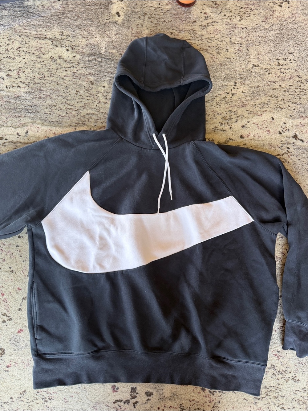 Nike Black Hoodie with Large White Swoosh